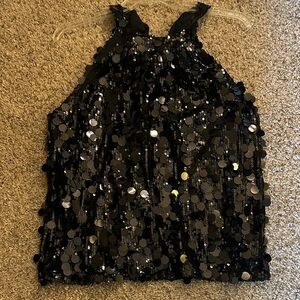 Sequin Halter Top - Black